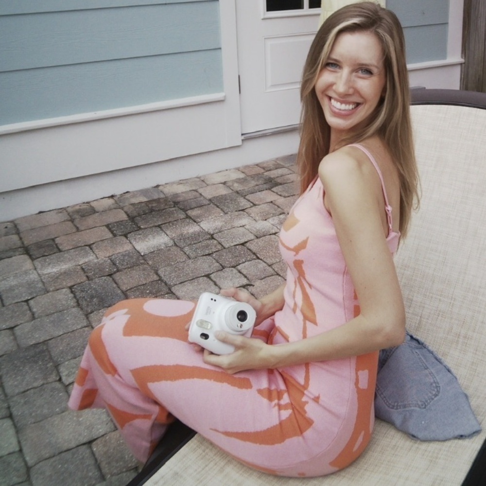 Women’s Pink & Orange Printed Knit Maxi Dress